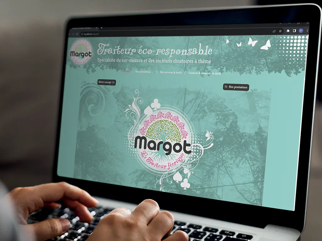 navigation sur le site web margot le traiteur féerique - graphiste web print freelance