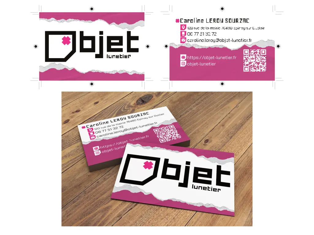 cartes de visite objet lunetier - graphiste web print freelance
