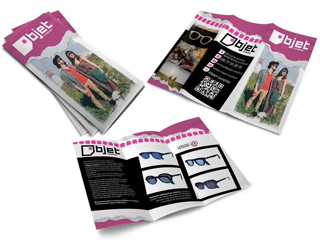 dépliant objet lunetier - graphiste web print freelance