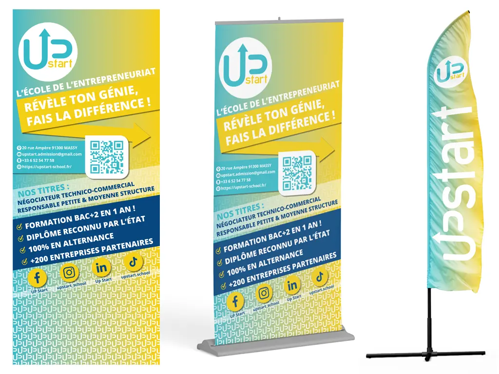 roll-up et flag upstart- graphiste web print freelance