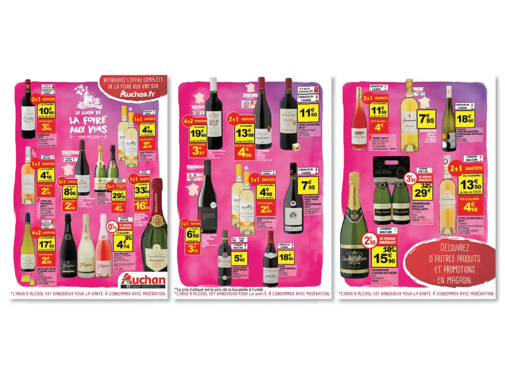 pages du tract Auchan de la foire aux vins - graphiste web print freelance