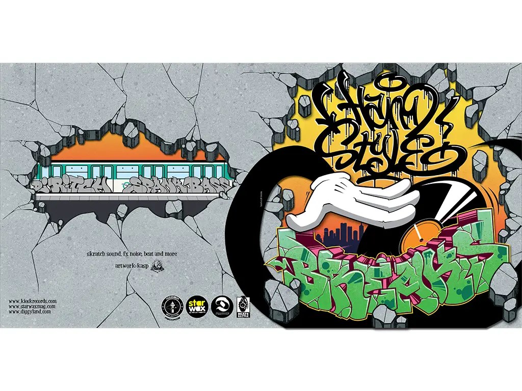 graphisme pochette vinyle Handstyle Breaks, DJ Ritch & Spank Bass - graphiste web print freelance